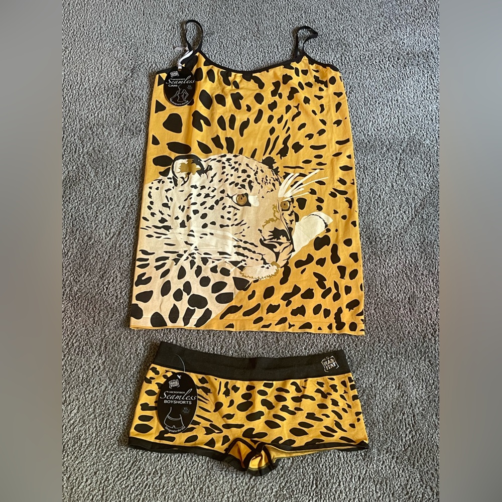 NWT LEOPARD SET! WILD HABITAT CAMI & BOY SHORT SET! Size XL